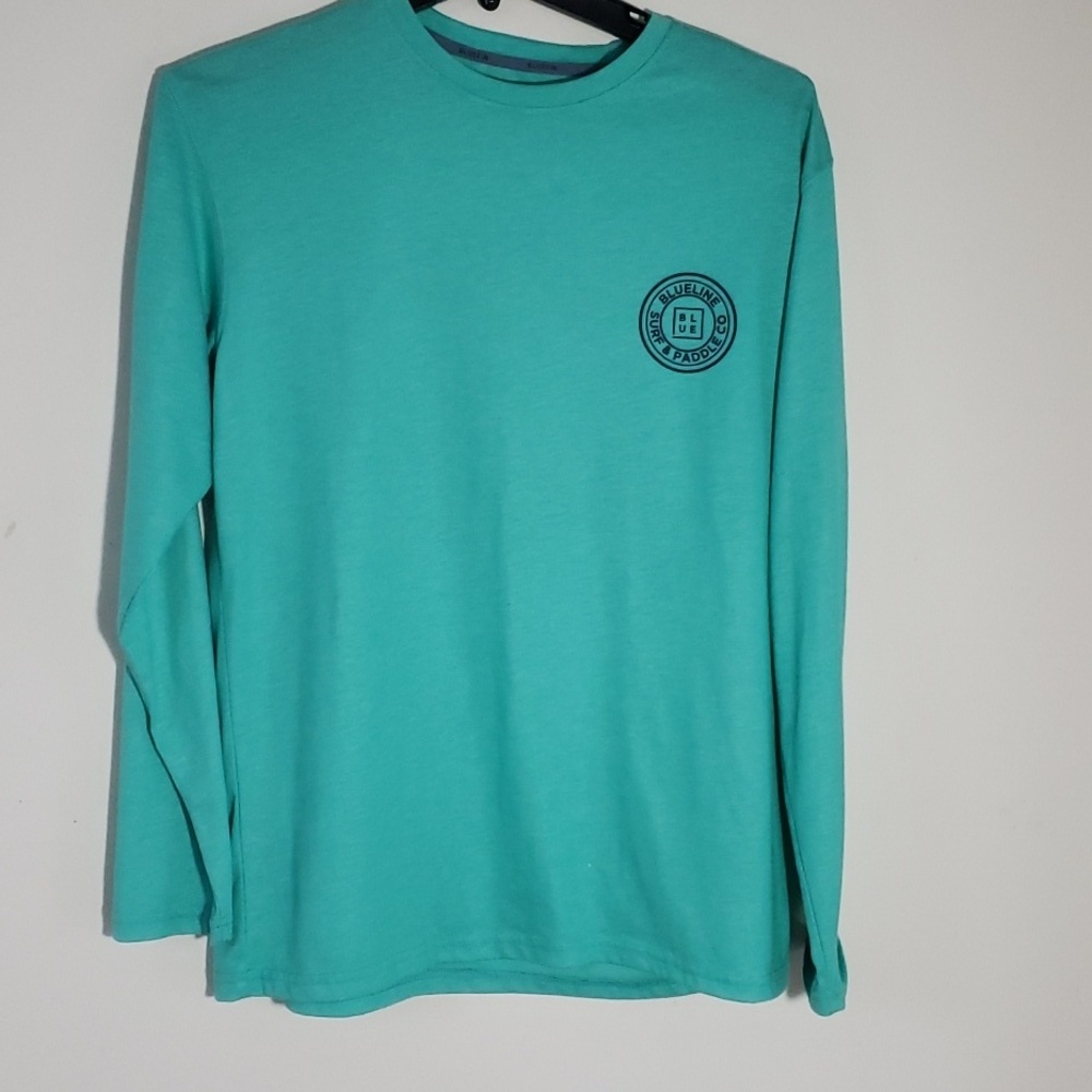 BLUEFIN Men's "BLUELINE SURF & PADDLE CO" Green Long Sleeve T Shirt, Size L